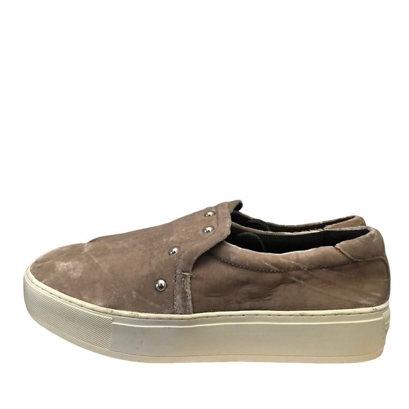 Rebecca Minkoff Noelle Beige Cream Studded Velvet Slip On Sneakers 9.5 - Picture 3 of 7